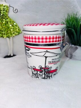 Stokes Ceramic Cafe Canister with Red Gingham Lid Terrazza 1000ml ☕️